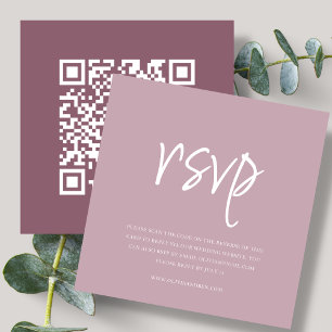 Carte D'accompagnement Rose Poussiéreux Code QR RSVP de Mariage