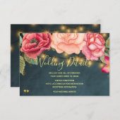 Carte D'accompagnement Rose romantique et rose vif Détails du mariage (Devant / Derrière)