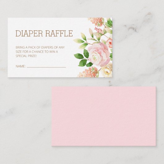 Carte D'accompagnement Rose Rose Floral Fille Baby shower Déchets Raffle (Devant / Derrière)