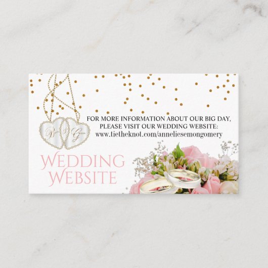 Carte D'accompagnement Rose Rose Floral Mariage - Site Mariage (Devant)