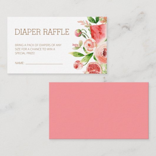 Carte D'accompagnement Rose Rose Floral Verdure Baby Diaper Raffle (Devant / Derrière)