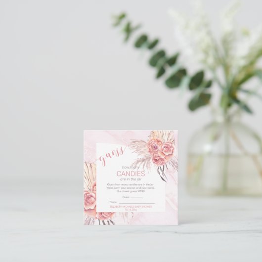 Carte D'accompagnement Rose rose pâle Pampas | Les bonbons dans le jeu Ja (Debout devant)