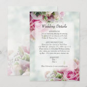 Carte D'accompagnement Rose Roses Elégant Chic Floral Détails Mariage (Devant / Derrière)