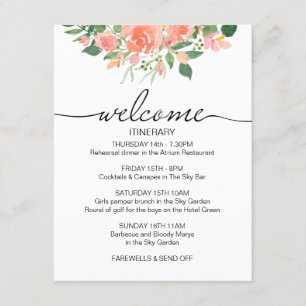 Carte D'accompagnement Rose Roses Mariage Week-end Itinéraire Bienvenue