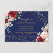 Carte D'accompagnement Rose rouge et or Aquarelle de mariage réception (Devant)