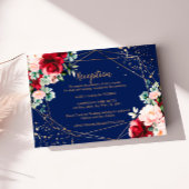 Carte D'accompagnement Rose rouge et or Aquarelle de mariage réception