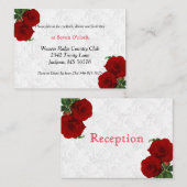 Carte D'accompagnement Rose rouge profonde Mariage - Réception (Devant / Derrière)