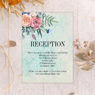 Carte D'accompagnement Rose rustique Shabby Chic Floral Mariage Réception