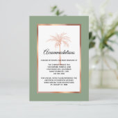 Carte D'accompagnement Rose Sage Gold Palm Tree Mariage Hébergements (Debout devant)