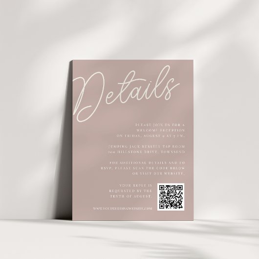 Carte D'accompagnement Rose Taupe | Script Watermark Tous les détails