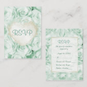 Carte D'accompagnement Rose vert Mint Floral Wedding RSVP (Devant / Derrière)
