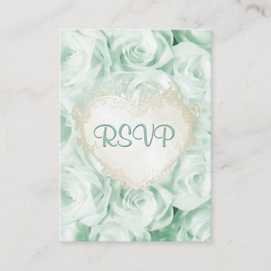 Carte D'accompagnement Rose vert Mint Floral Wedding RSVP (Devant)
