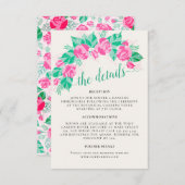 Carte D'accompagnement Rose Vert Rose Pétales Fleurs Jardin Mariage (Devant / Derrière)