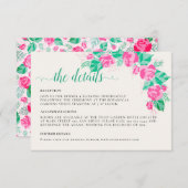 Carte D'accompagnement Rose Vert Rose Pétales Fleurs Jardin Mariage (Devant / Derrière)