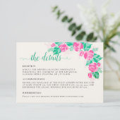 Carte D'accompagnement Rose Vert Rose Pétales Fleurs Jardin Mariage (Debout devant)