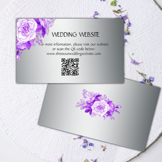 Carte D'accompagnement Rose violet Bouquet de nuptiale Mariage d'argent