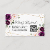 Carte D'accompagnement Rose violet et blanc Mariage Floral QR Code RSVP (Devant)