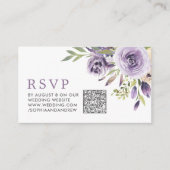 Carte D'accompagnement Rose violet Mariage Floral QR Code RSVP (Devant)