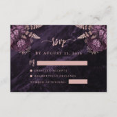 Carte D'accompagnement Rose violet Or Floral Agate Script Mariage RSVP (Devant)