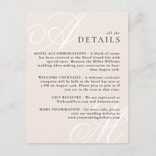 Carte D'accompagnement Rosée Noire Moderne Bordure Élégante Détails du mo (Devant)