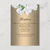 Carte D'accompagnement Roses blanches à la réception de mariage d'or luxu (Devant)