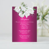 Carte D'accompagnement Roses blanches Boho Fuchsia Réception de mariage r (Debout devant)