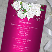 Carte D'accompagnement Roses blanches Boho Fuchsia Réception de mariage r