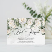 Carte D'accompagnement Roses blanches de Bohême eucalyptus vert et or (Debout devant)