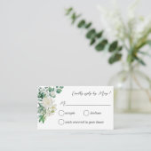 Carte D'accompagnement Roses blanches d'eucalyptus vert RSVP (Debout devant)
