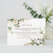 Carte D'accompagnement Roses blanches Mariage Élégant Floral (Debout devant)