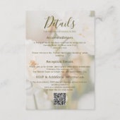 Carte D'accompagnement Roses blanches pâles romantiques Détails du Mariag (Devant)