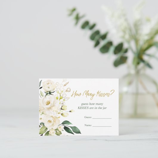 Carte D'accompagnement Roses Blanches Verdure Devis nuptiaux Combien de b (Debout devant)
