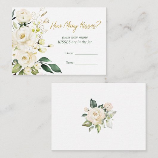 Carte D'accompagnement Roses Blanches Verdure Devis nuptiaux Combien de b (Devant / Derrière)