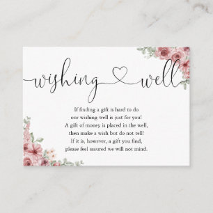 Carte D'accompagnement Roses Cœur Floral Script Mariage Vœux Bienvenue
