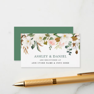 Carte D'accompagnement Roses d'aquarelle Magnolias Mariage Registre Insér