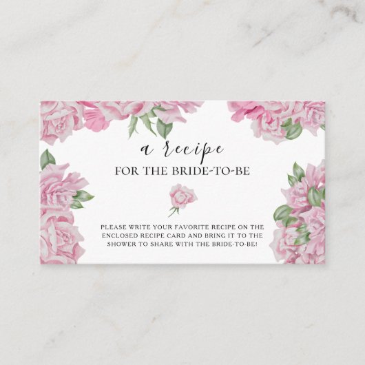 Carte D'accompagnement Roses d'aquarelle - Recette pour que la mariée soi (Devant)