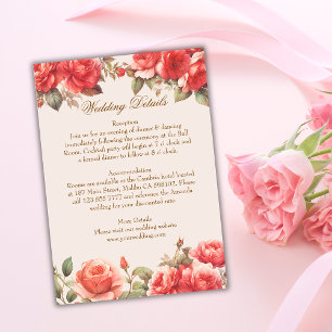Carte D'accompagnement Roses d'aquarelle romantique Floral Détails Mariag