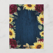 Carte D'accompagnement Roses de tournesol Bourgogne Rouge et Mariage bleu (Dos)