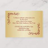 Carte D'accompagnement Roses d'or à la réception de mariage rouge (Dos)