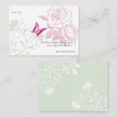 Carte D'accompagnement Roses et papillons illustrés RSVP (Devant / Derrière)