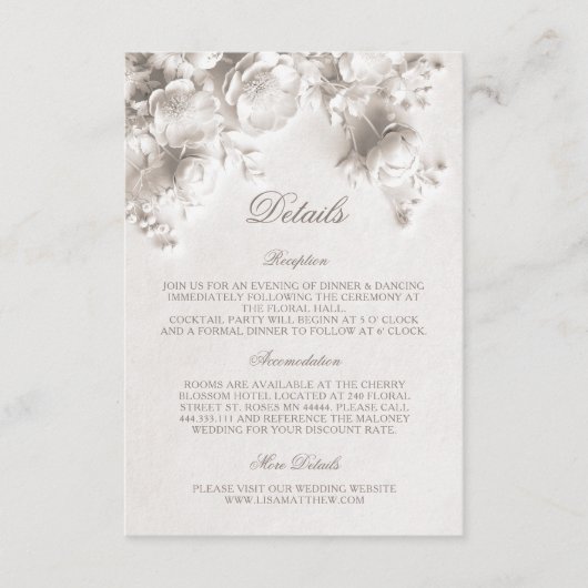 Carte D'accompagnement Roses Fleurs sauvages blanches 3D (Devant)