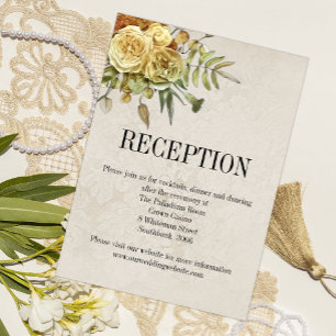 Carte D'accompagnement Roses Jaunes Boho Chic Mariage Réception