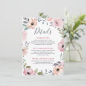 Carte D'accompagnement Roses roses rose pâle Midsummer Détails du Mariage (Debout devant)