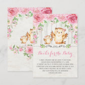 Carte D'accompagnement Roses roses roses Baby Girl Owl Apporter un livre  (Devant / Derrière)