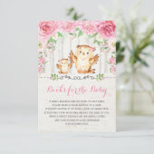 Carte D'accompagnement Roses roses roses Baby Girl Owl Apporter un livre  (Debout devant)