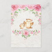 Carte D'accompagnement Roses roses roses Baby Girl Owl Apporter un livre  (Dos)