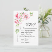 Carte D'accompagnement Roses roses roses et feuillage vert Sage RSVP (Debout devant)