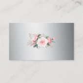 Carte D'accompagnement Roses roses sur site de mariage argenté (Dos)