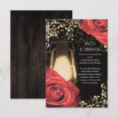 Carte D'accompagnement Roses rouges à lanterne rouge rustique Détails du (Devant / Derrière)