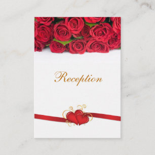 Carte D'accompagnement Roses rouges et coeurs Réception de mariage